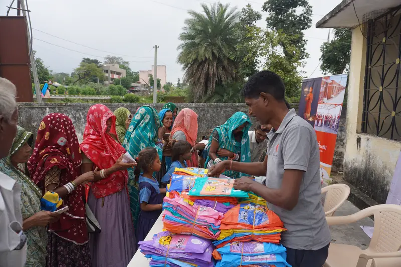 Pancha Village raincoat distribution - SSSK supporting tribal communities in Ambaji